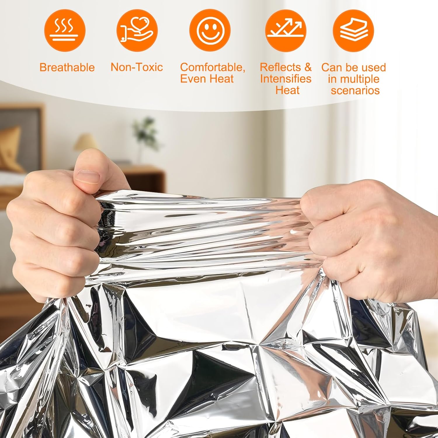 Emergency Poncho Rain - ผ้าห่มฉุกเฉินอเนกประสงค์ 6-in-1 สำหรับการผจญภัยของคุณ - ใช้เป็นผ้าปิดตัว, ผ้าส่งสัญญาณ,