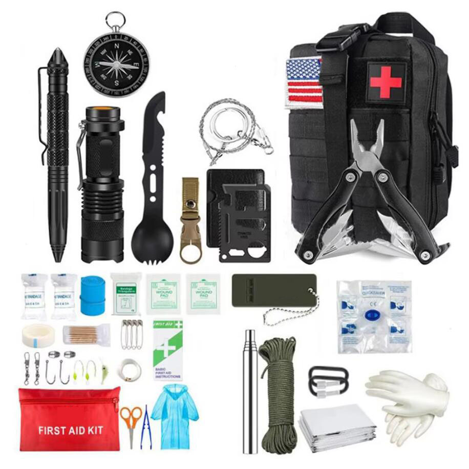 Bivy Bag Emergency - ทั้งชุดเอาชีวิตรอด kotak p3k ชุดอุปกรณ์ฉุกเฉิน Molle สำหรับกลางแจ้งกระเป๋าใส่สัมภาระเดินป่าตั้งแคมป์การผจญภัย