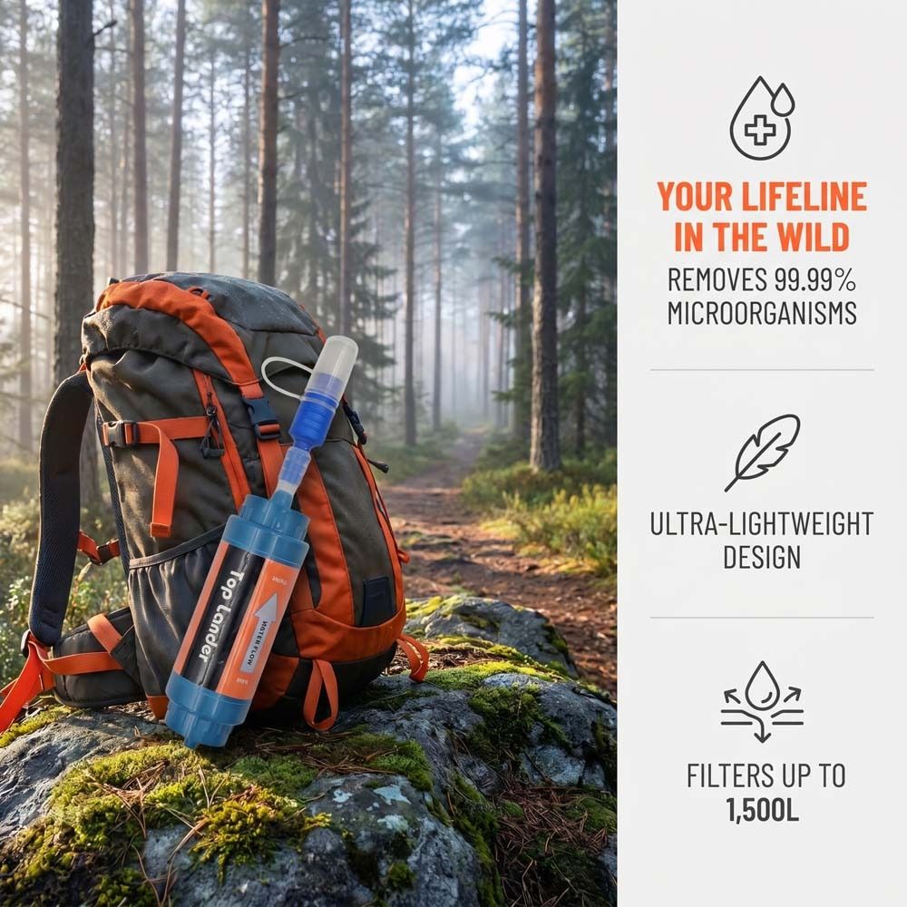 Water Purification Straw - หลอดกรองน้ำขนาดเล็กสำหรับกรองน้ำดื่มโดยตรง หลอดกรองน้ำสำหรับการเอาชีวิตรอด